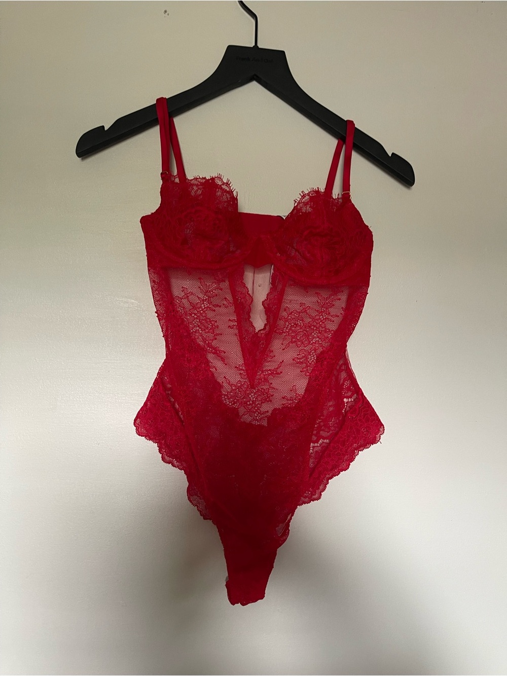 Victoria's Secret Red Lace Sheer Bodysuit